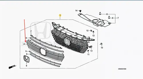 Grade Central Honda Hr-v 2023 até 2025