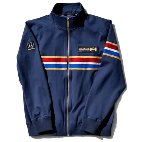 Jaqueta Honda F1 1986 Racing Original Zíper Azul Escuro Tam P